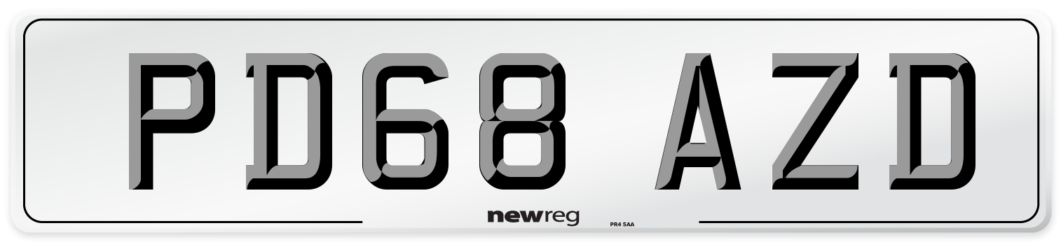 PD68 AZD Number Plate from New Reg
